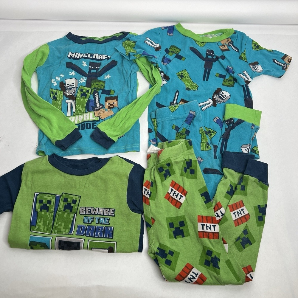 Minecraft Boys Pajama Sets Sleepwear Lot 6 Long & Short Sleeve Interchangeable
